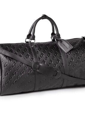 Glamaholic monogram unisex  Black Leather Duffel Bag
